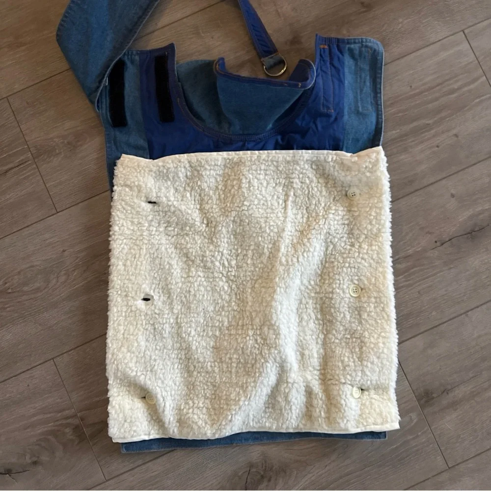 Doggieduds Collared‎ Dog Denim Fleece Outfit Size Medium?? 18” X 16”